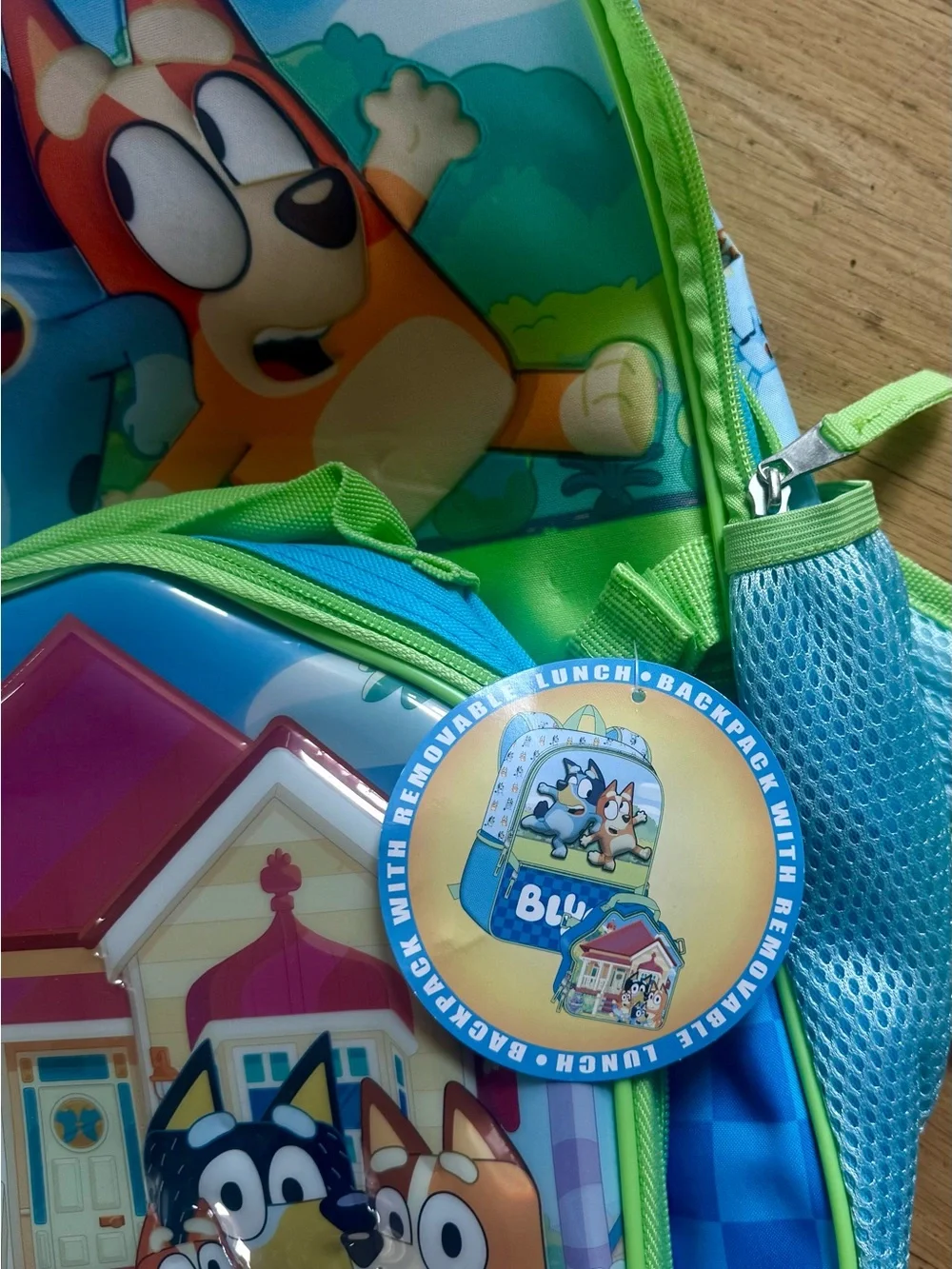 Blue & Green Kids Backpack with Cartoon Characters